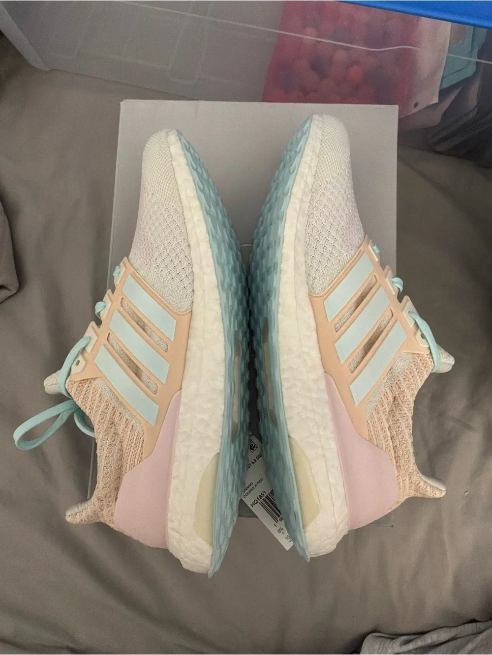 SOLD Adidas Ultraboost Women's Running Shoes Pink White Blue SZ 10